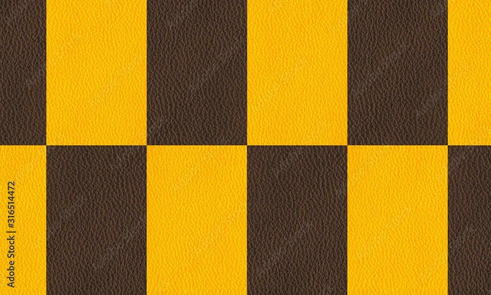 Fototapeta premium Genuine Leather. Two colors. Brown and yellow. Leather texture material.