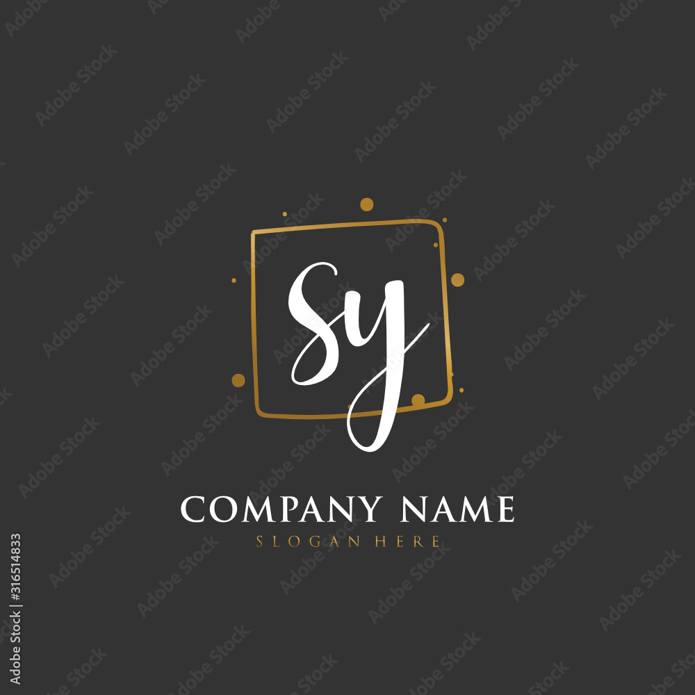 Handwritten initial letter S Y SY for identity and logo. Vector logo template with handwriting and signature style. Handwritten initial letter S Y SY for identity and logo. Vector logo template with handwriting and signature style.