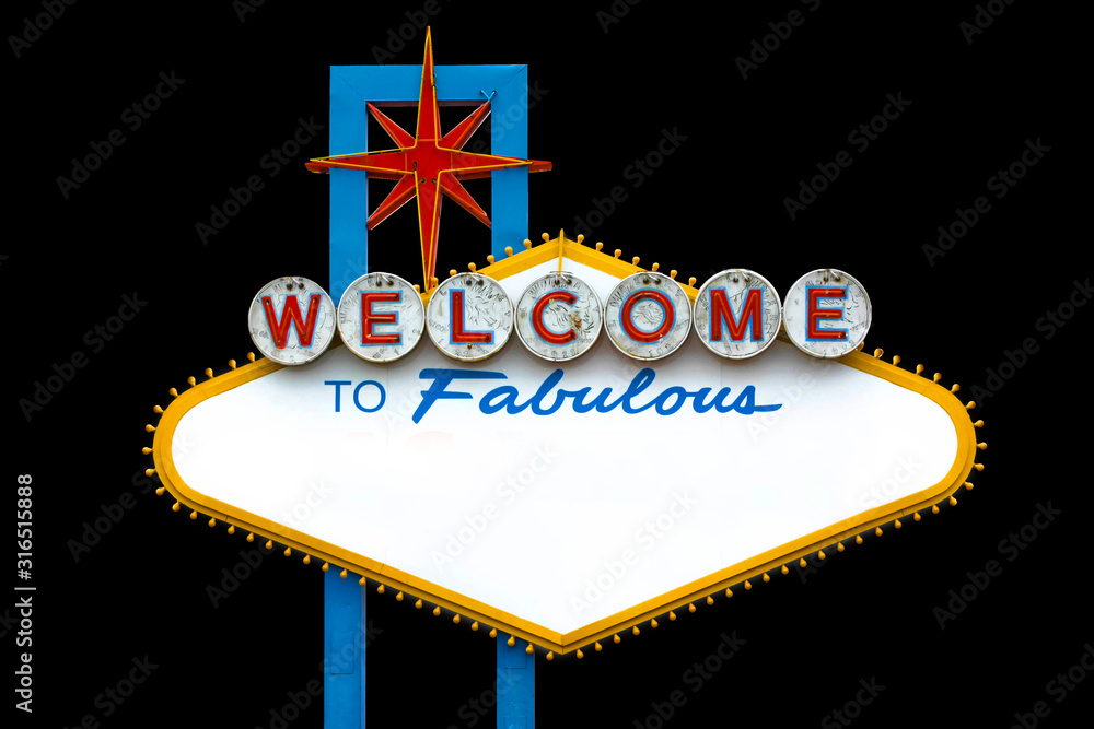 Blank "Welcome to Fabulous Las Vegas" Sign on black background Photos |  Adobe Stock