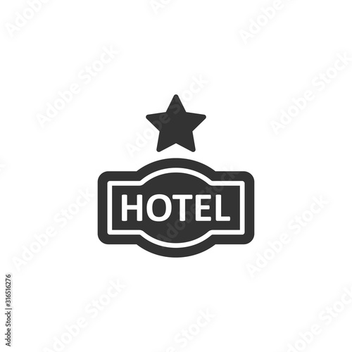 Hotel 1 star sign icon in flat style. Inn vector illustration on white isolated background. Hostel room information business concept.