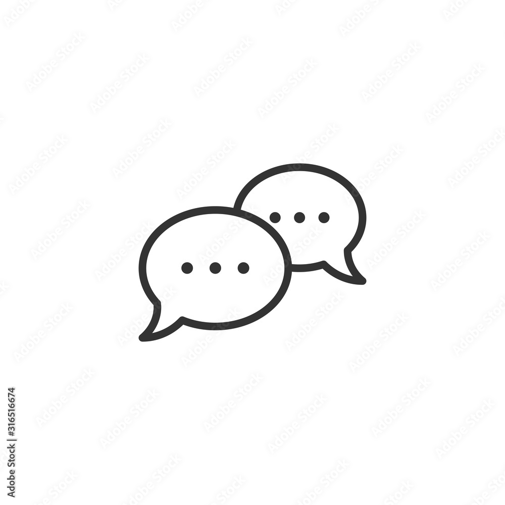 Speak chat sign icon in flat style. Speech bubbles vector illustration on white isolated background. Team discussion button business concept. Speak chat sign icon in flat style. Speech bubbles vector illustration on white isolated background. Team discussion button business concept.