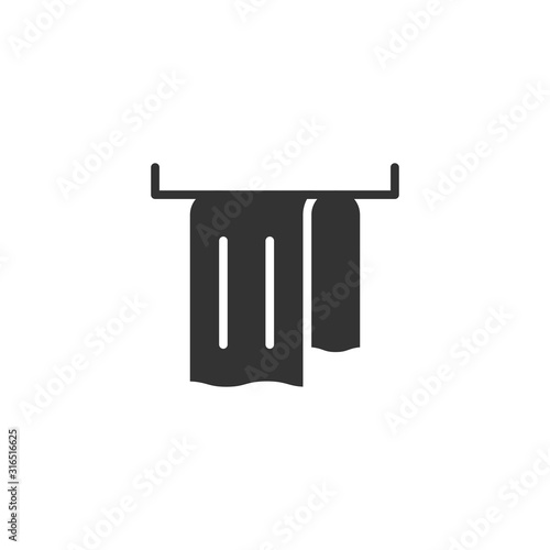 Bathroom towel icon in flat style. Washcloth vector illustration on white isolated background. Hygiene wiping business concept.