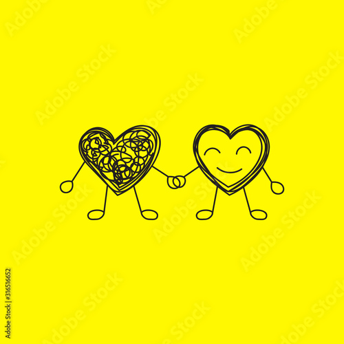 two doodle hearts