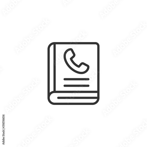 Address phone book icon in flat style. Telephone notebook vector illustration on white isolated background. Hotline contact business concept.
