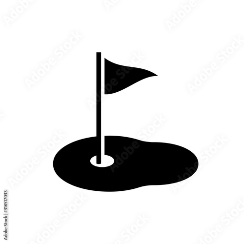 Golf flag vector isolated icon on white background. Sport club vector design. Simple shape. Icon for game design. Vector golf illustration.