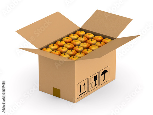 apples into box on white ba...