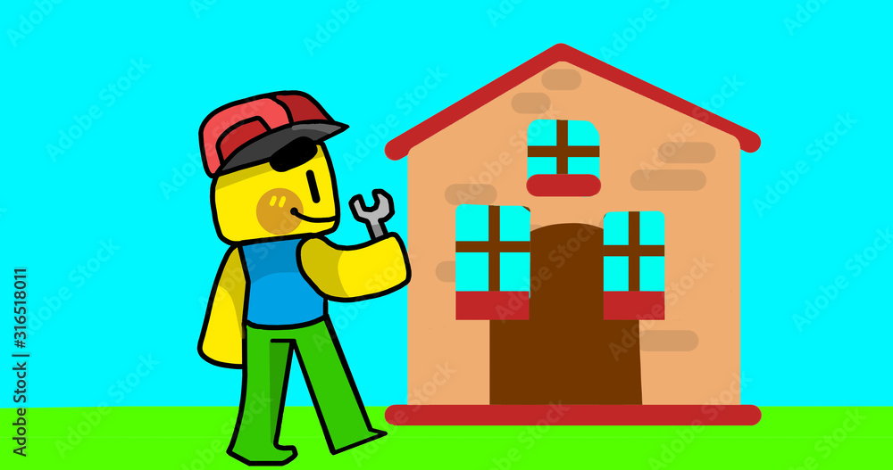 A master plumber with a pipe repair wrench approaches a private house to call A master plumber with a pipe repair wrench approaches a private house to call