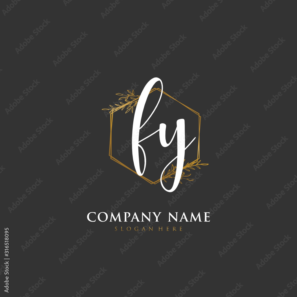 Handwritten initial letter F Y FY for identity and logo. Vector logo template with handwriting and signature style. Handwritten initial letter F Y FY for identity and logo. Vector logo template with handwriting and signature style.