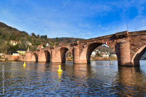 Karl Theodor Bridge, also known as the Old Bridge, called 'Alte Brücke in German, an arch bridge in city Heidelberg in Germany that crosses the Neckar river