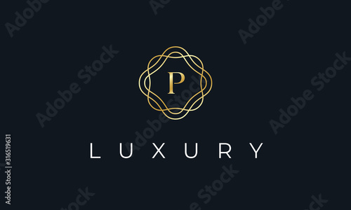 Elegant Luxury Letter P Logo Alphabet Boutique Fashion Wedding Event Design Template