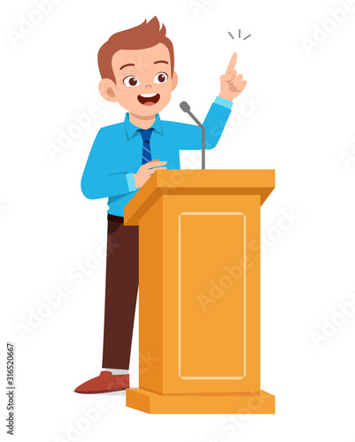 young man give good speech on podium