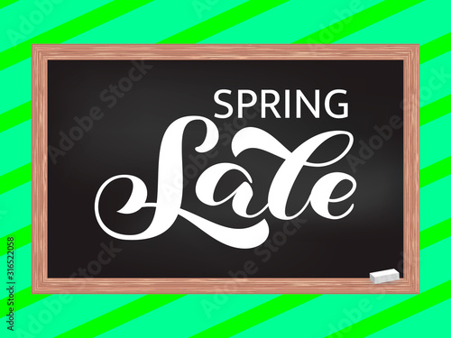Spring Sale brush lettering. Vector stock illustration for banner or poster