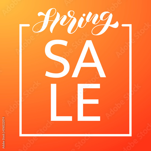 Spring Sale brush lettering. Vector stock illustration for banner or poster