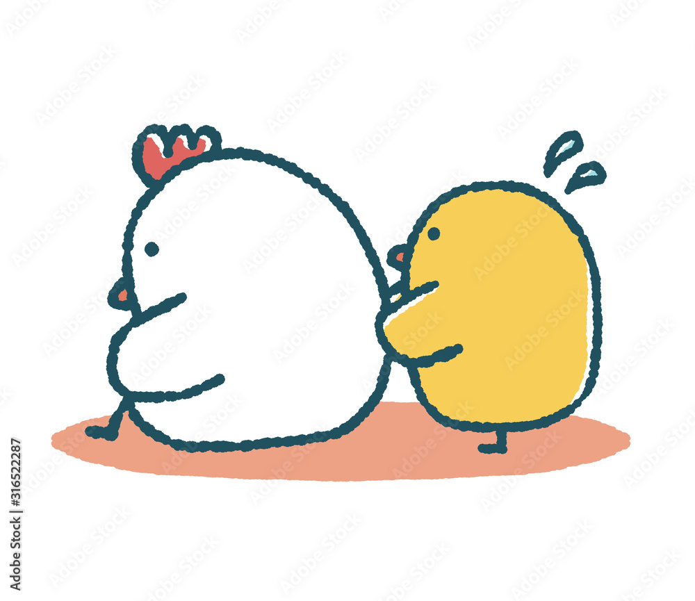ゆるいひよこは落ち込んで膝を抱えるにわとりを慰める Stock イラスト Adobe Stock ゆるいひよこは落ち込んで膝を抱えるにわとりを慰める Stock イラスト Adobe Stock