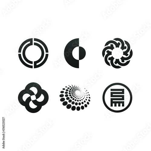 Abstract logo set geometric shape bundle futuristic illustration liquid element 3D geometry technology tech flux twist warp fantasy