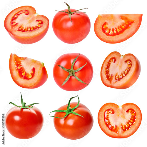 set of tomatoes with clipping path