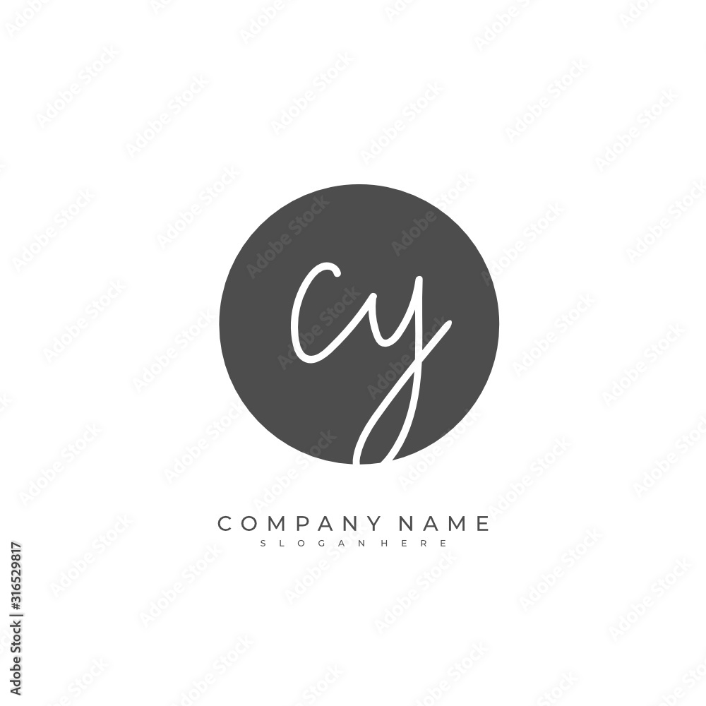 Handwritten initial letter C Y CY for identity and logo. Vector logo template with handwriting and signature style. Handwritten initial letter C Y CY for identity and logo. Vector logo template with handwriting and signature style.