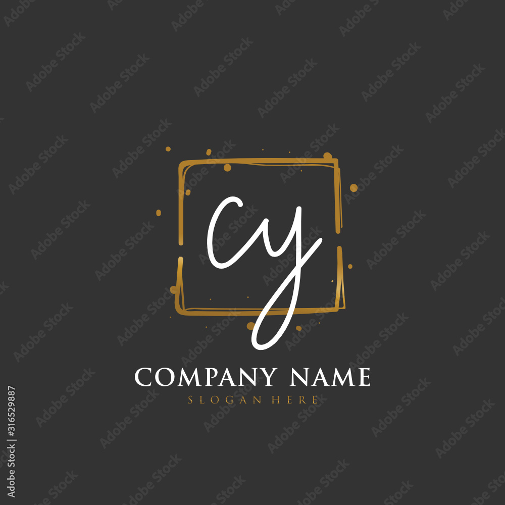 Handwritten initial letter C Y CY for identity and logo. Vector logo template with handwriting and signature style. Handwritten initial letter C Y CY for identity and logo. Vector logo template with handwriting and signature style.