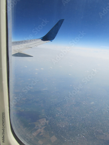 View from a window of the plane during flight