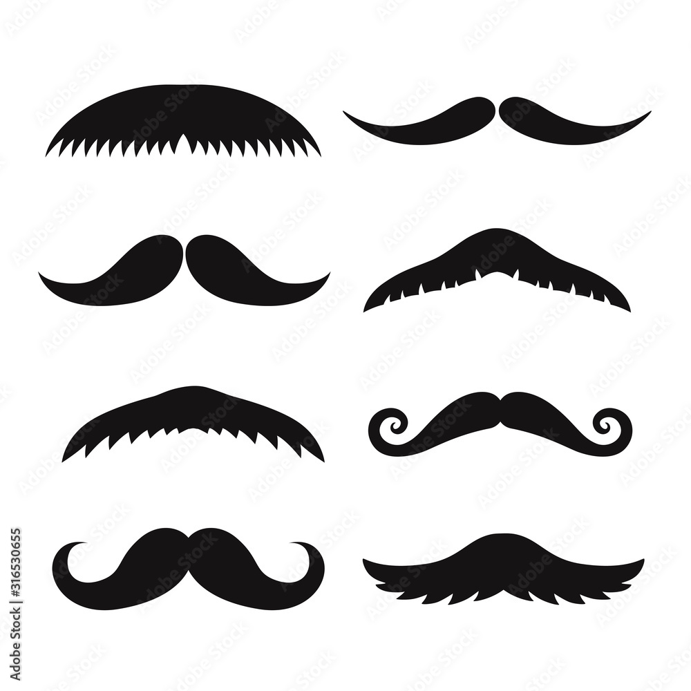 Set of mustaches isolated on white background. Set of mustaches isolated on white background.