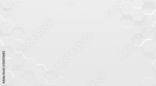 White Hexagon Background With Copy-Space (3D Illustration)