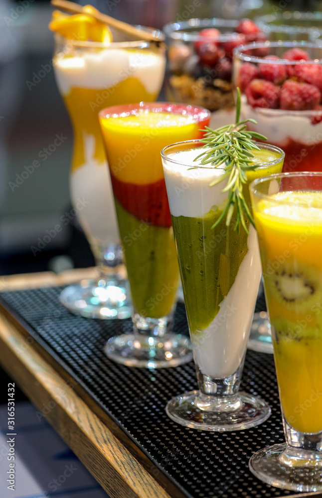 Colorful cocktail of fruits and vegetables. Healthy diet Colorful cocktail of fruits and vegetables. Healthy diet