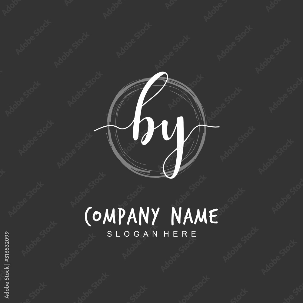 Handwritten initial letter B Y BY for identity and logo. Vector logo template with handwriting and signature style. Handwritten initial letter B Y BY for identity and logo. Vector logo template with handwriting and signature style.