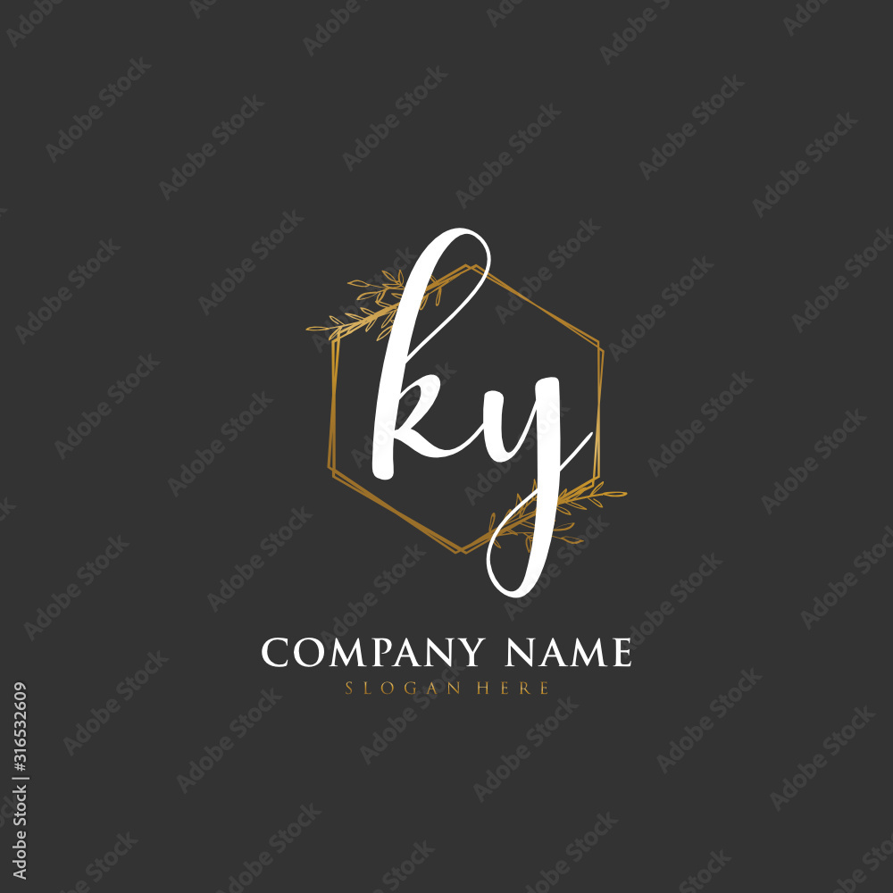 Handwritten initial letter K Y KY for identity and logo. Vector logo template with handwriting and signature style. Handwritten initial letter K Y KY for identity and logo. Vector logo template with handwriting and signature style.