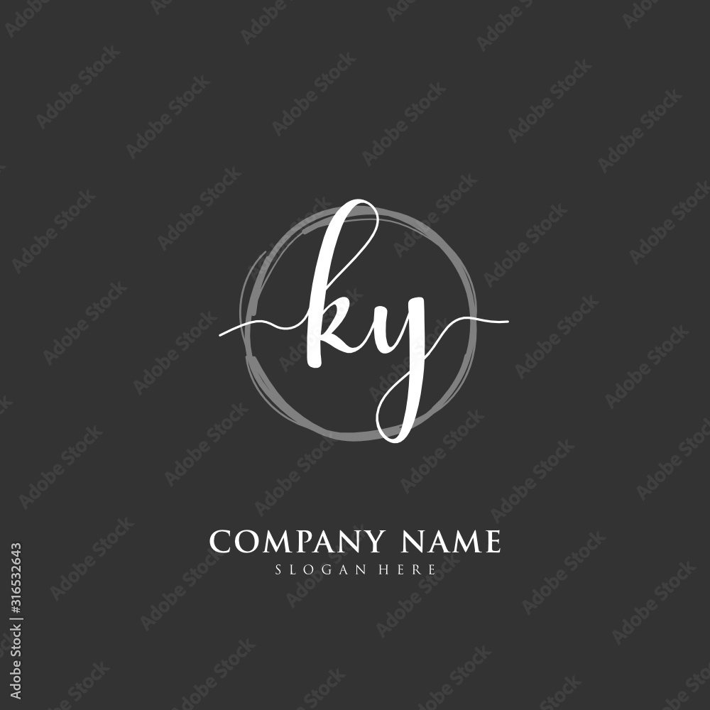 Handwritten initial letter K Y KY for identity and logo. Vector logo template with handwriting and signature style. Handwritten initial letter K Y KY for identity and logo. Vector logo template with handwriting and signature style.