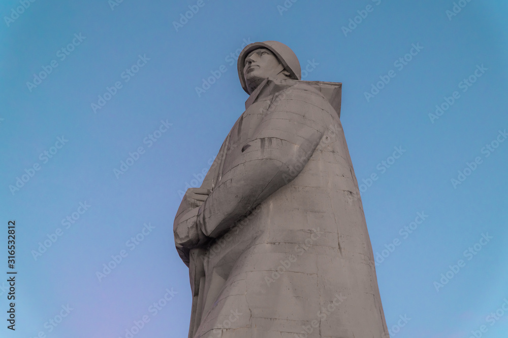 Monument to the defenders of the Arctic in Murmansk, as it looks in January.