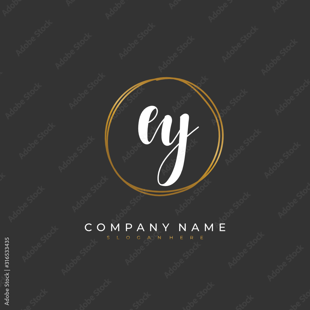 Handwritten initial letter E Y EY for identity and logo. Vector logo template with handwriting and signature style. Handwritten initial letter E Y EY for identity and logo. Vector logo template with handwriting and signature style.