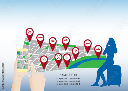 Using travel information apps concept vector
