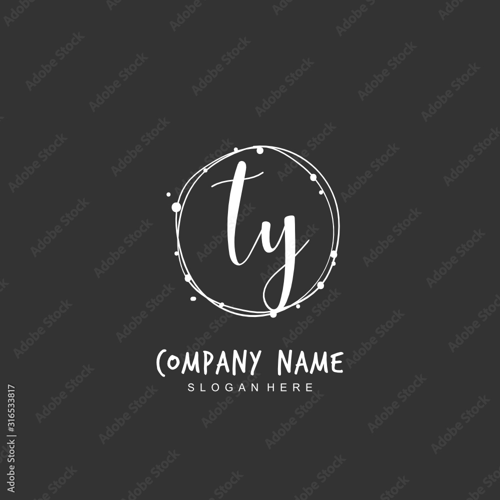 Handwritten initial letter T Y TY for identity and logo. Vector logo template with handwriting and signature style. Handwritten initial letter T Y TY for identity and logo. Vector logo template with handwriting and signature style.