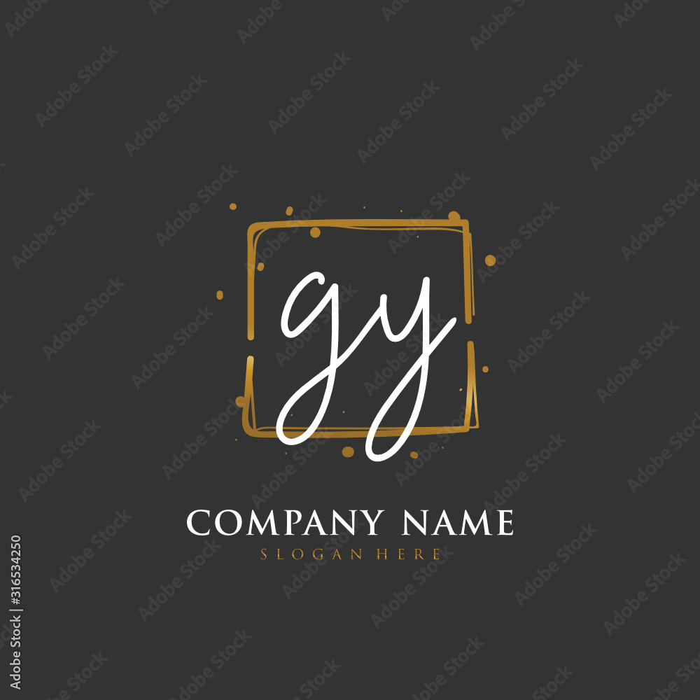 Handwritten initial letter G Y GY for identity and logo. Vector logo template with handwriting and signature style. Handwritten initial letter G Y GY for identity and logo. Vector logo template with handwriting and signature style.