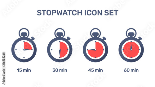 Stopwatch icon. Stopwatch vector that sets the working time at various times.