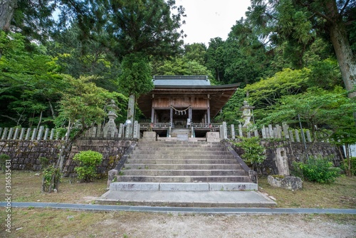 Ancient temple buildings in the Inari Shrine in Arima Onsen, Kobe, Japan