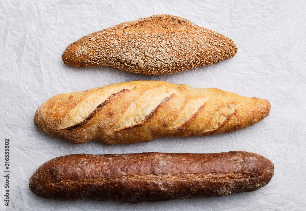 Fresh bread and baguette. Bakery Products