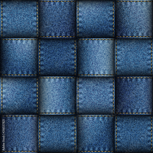 Jeans patchwork background.