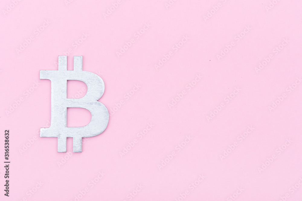 Bitcoin Sign Shape on pink background Bitcoin Sign Shape on pink background