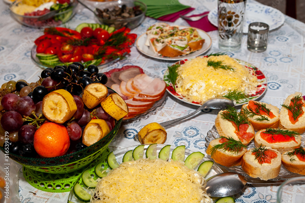 Festive table in Russia. Snack on the festive table. Festive table in Russia. Snack on the festive table.