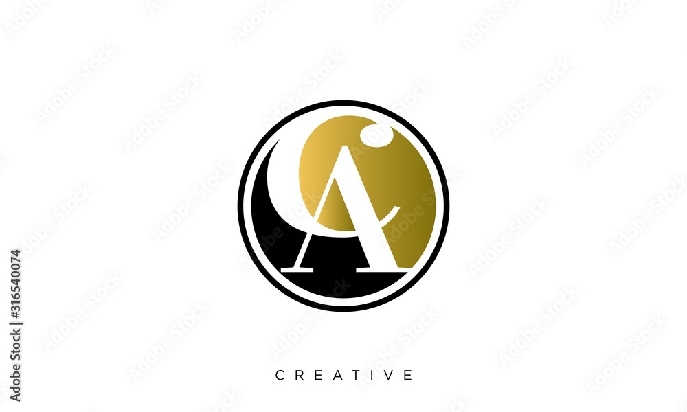 ca circle logo design vector icon Stock Vector | Adobe Stock