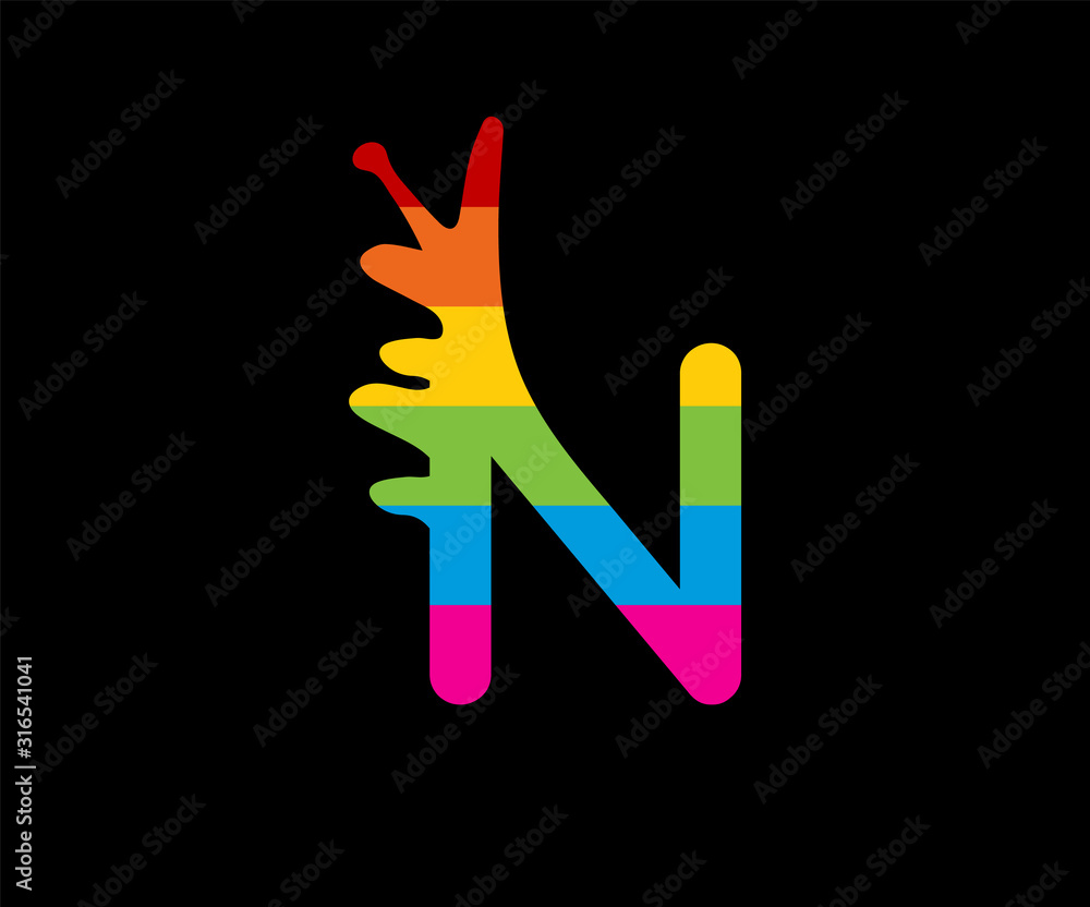 N letter paint logo colorful design N letter paint logo colorful design