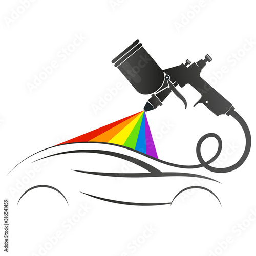 Spray gun for painting auto service business symbol