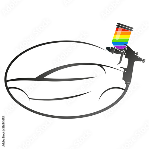 Spray gun for painting auto color paint symbol