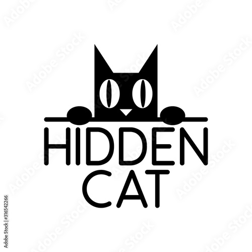 illustration vector graphic of the black cat hiding in the box which then popped out of its head, perfect for a company logo or symbol