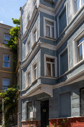 Street and building in Balat district in city of Istanbul, Turkey