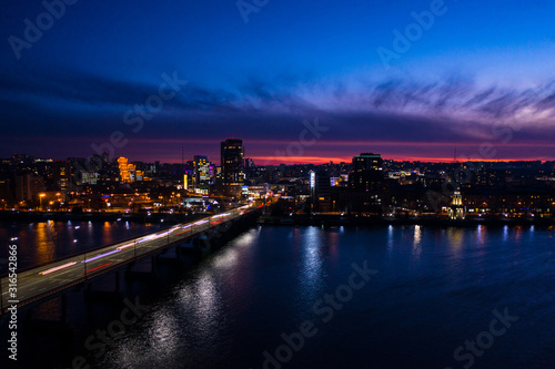 evening city aerial view