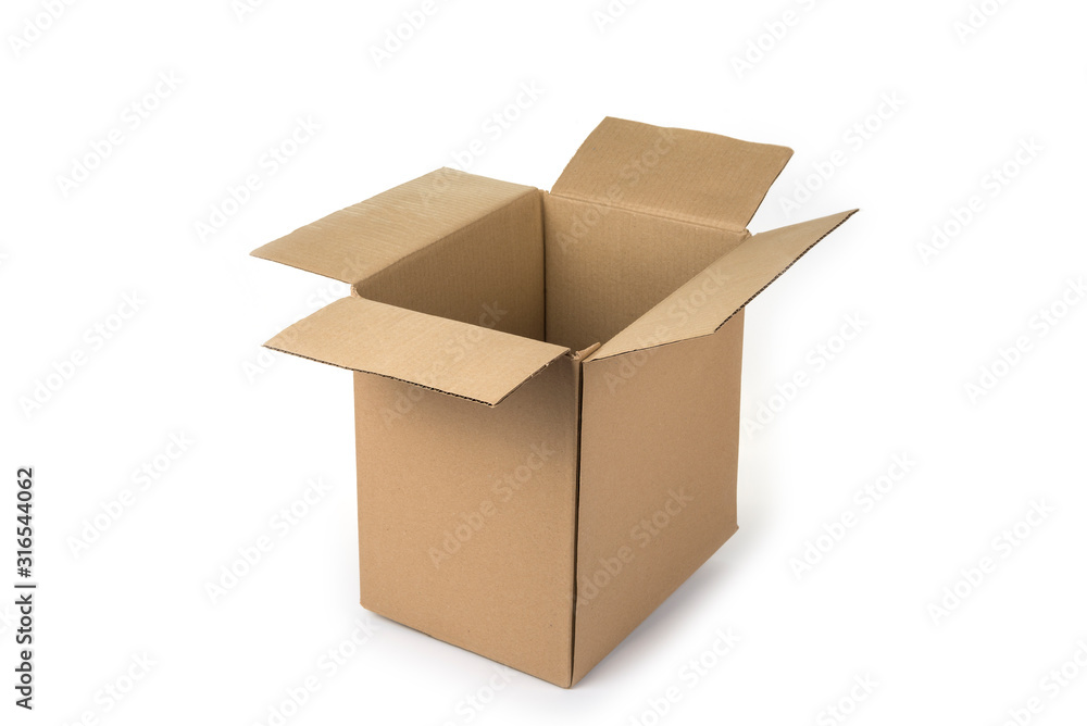 Empty cardboard box on a white background Empty cardboard box on a white background