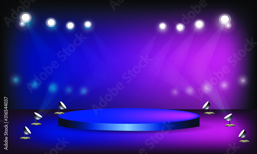 Podium, abstract futuristic background, ultraviolet concept, realistic vector illustration