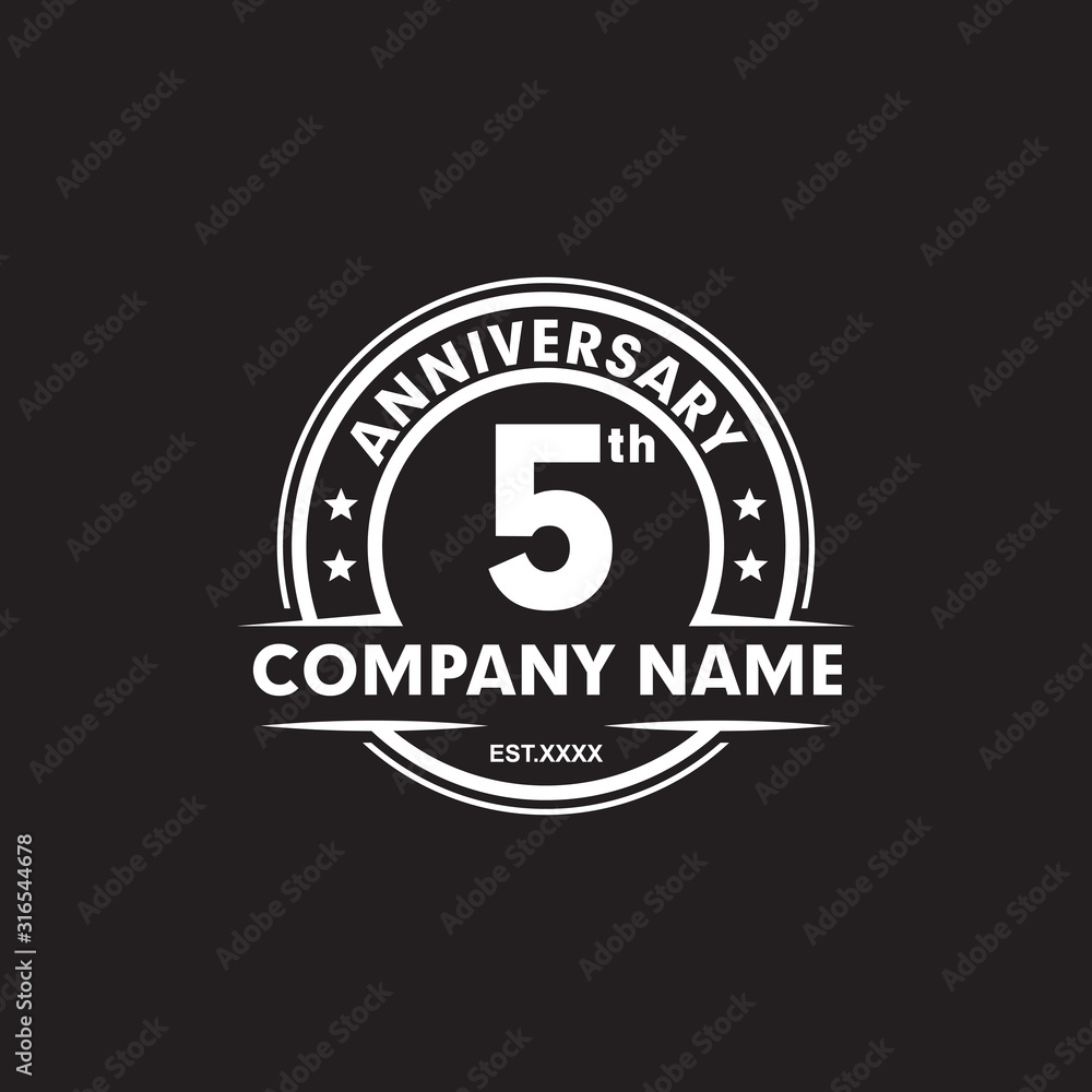 5th year anniversary emblem logo design vector template